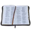 Biblia Marron Letra Grande Tamaño Manual con Cierre e Index Concordancia Amplia ,Palabras de Jesús en Rojo con Canto Dorado - Imagen 4