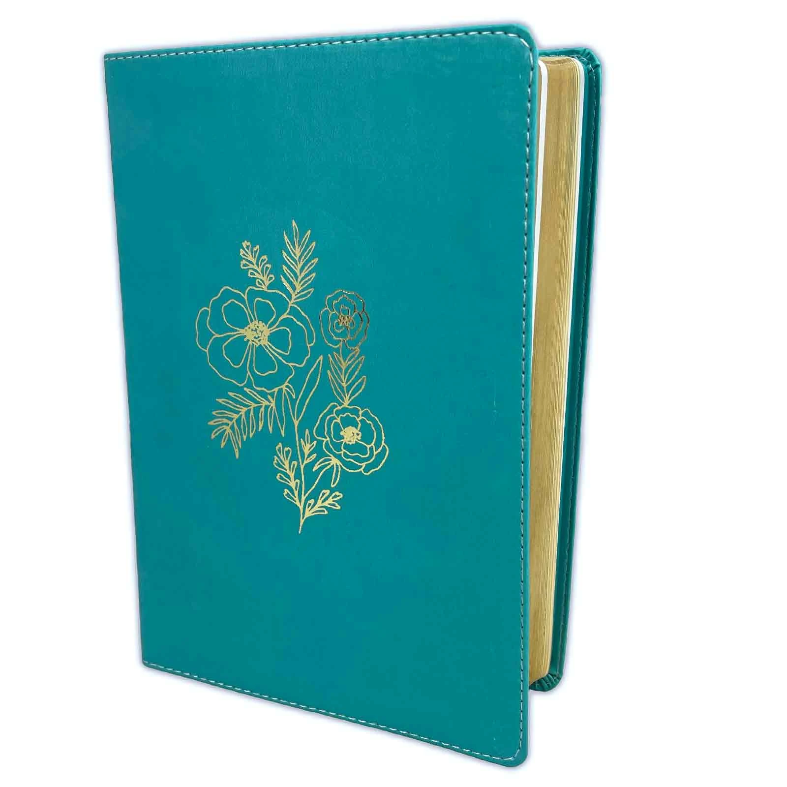 Biblia Devocional Mujer Verdadera Letra Grande NBLA, imit. piel turquesa floral