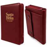 Biblia RVR 1960 Letra Grande Tamaño Manual Imitación Piel Vino con Cartera Cierre e Index
