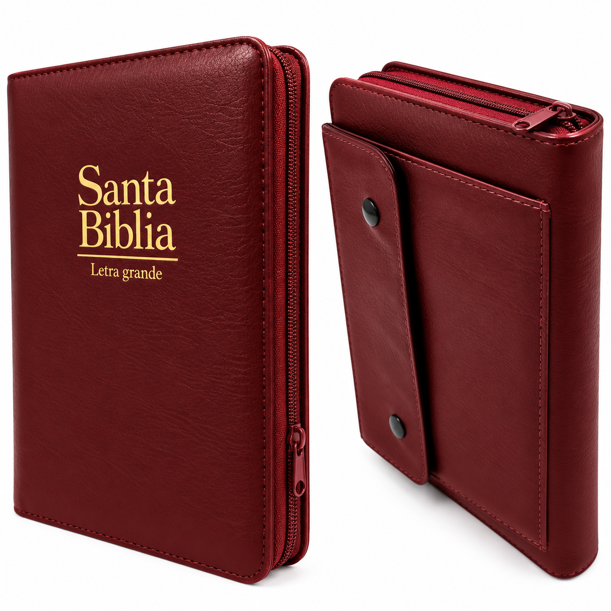 Biblia RVR 1960 Letra Grande Tamaño Manual Imitación Piel Vino con Cartera Cierre e Index