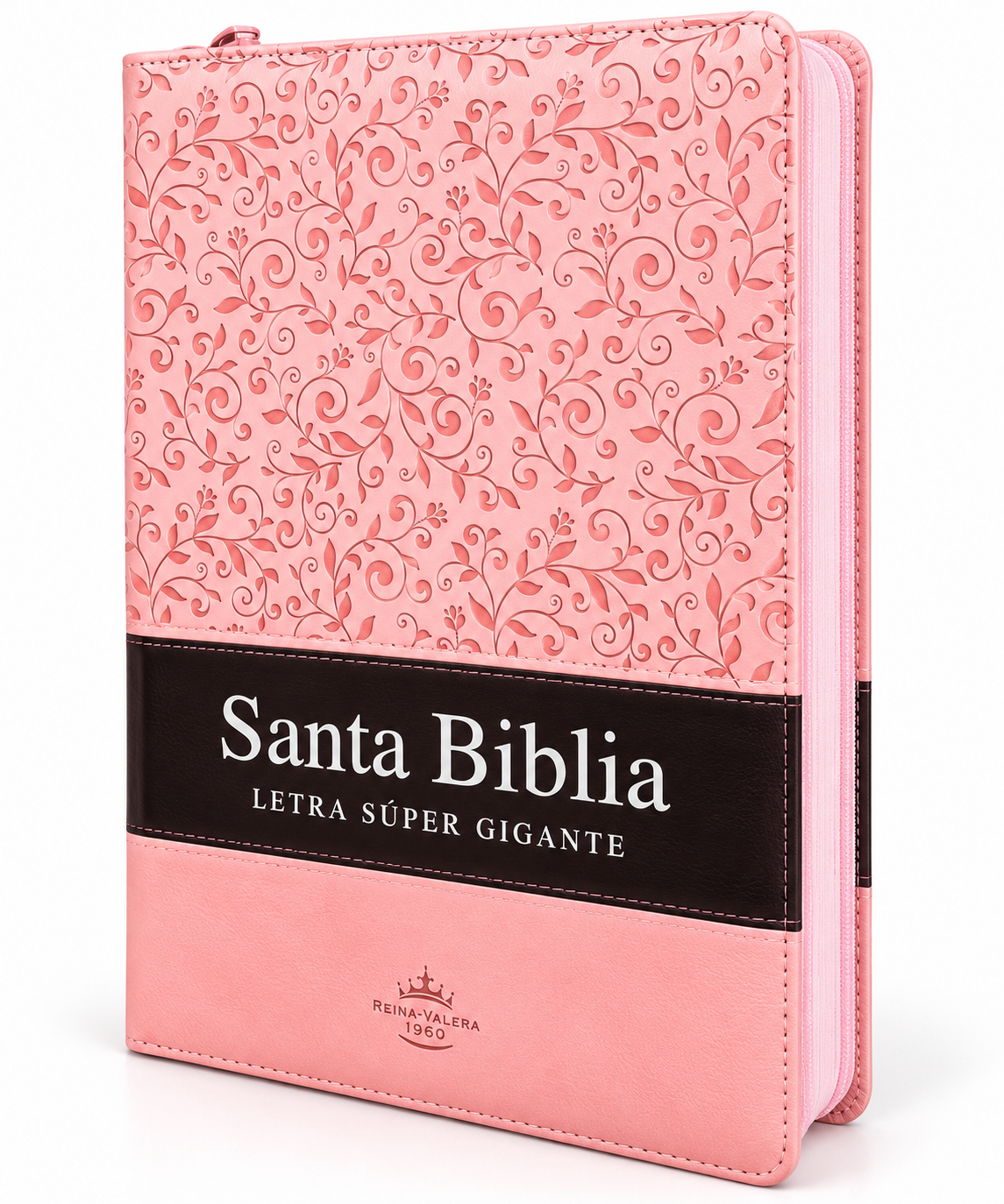 Biblia Letra Supergigante 19 Puntos RVR1960 Imitación Piel Rosa Duo Tone con Cierre e Indice