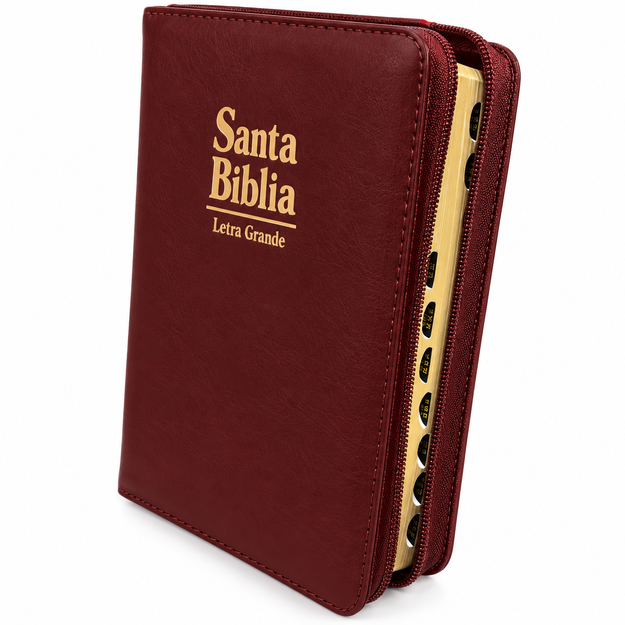 Santa Biblia Tamaño Compacto (Pequeña) con Cierre, Reina Valera 1960, Imitación Piel Acolchonada, Vino con Indice