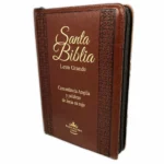 Biblia Marron Letra Grande Tamaño Manual con Cierre e Index Concordancia Amplia ,Palabras de Jesús en Rojo con Canto Dorado
