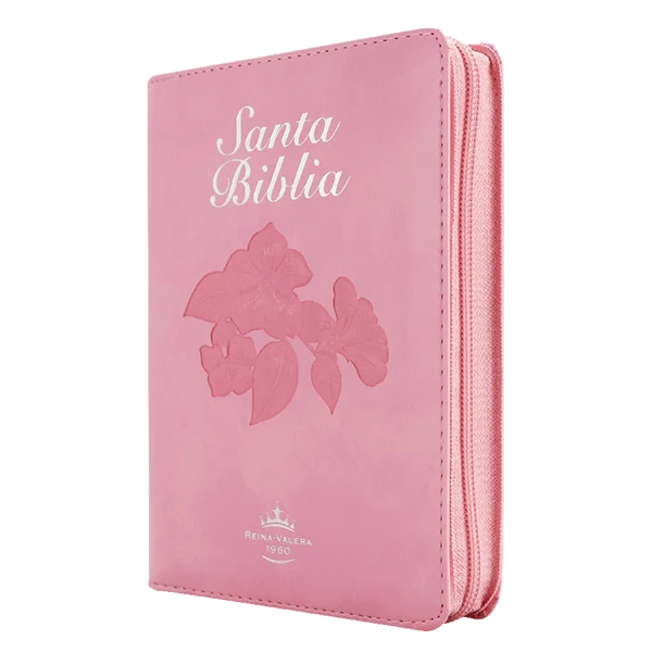 Biblia Compacta RV1960 Imitación Piel Rosa Cierre, Indice y Fuente de Bendiciones con concordancia