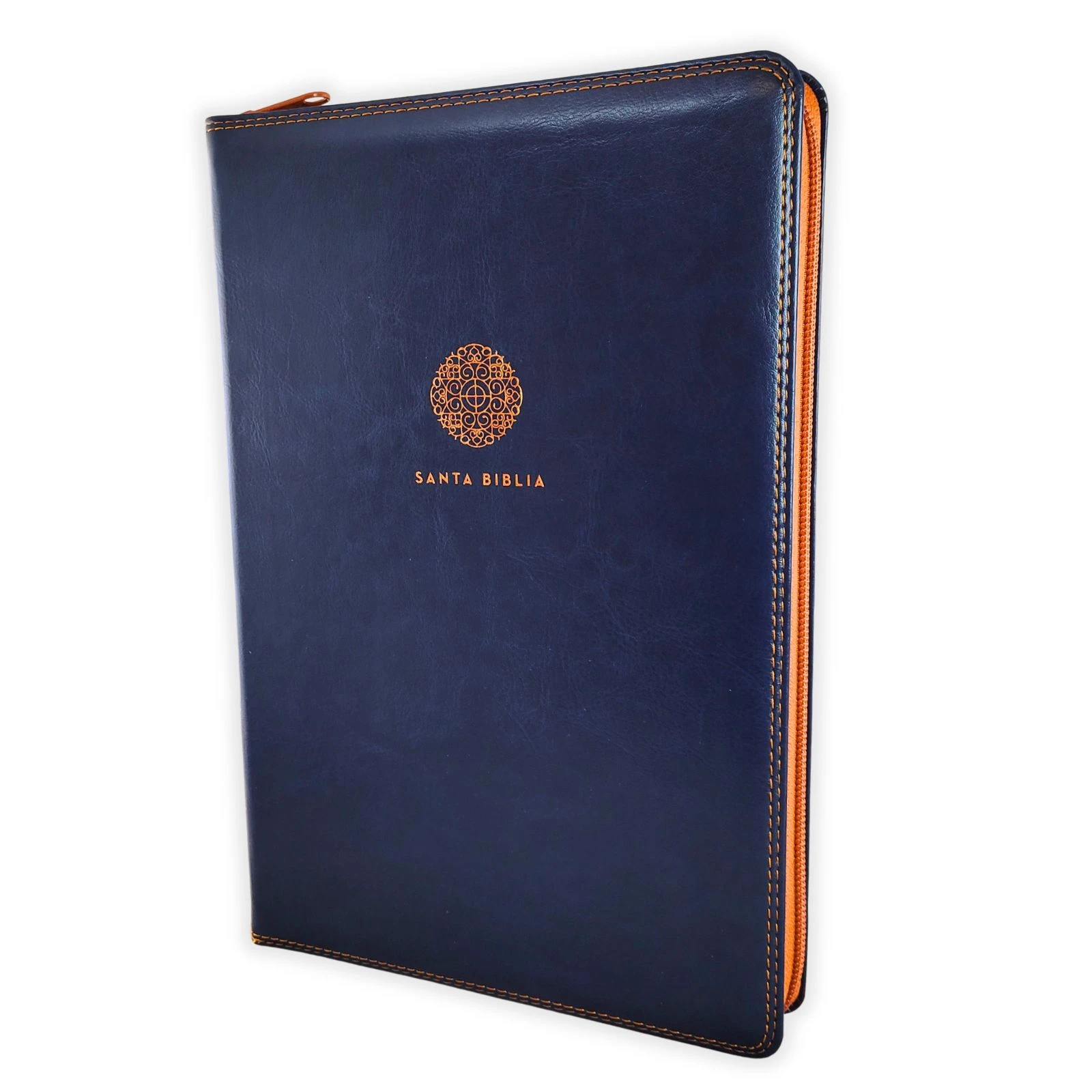 Biblia Letra Súper Gigante con Cierre RV1960, imit. piel, café y azul con índice