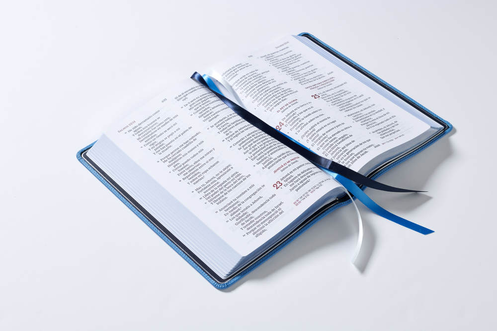 Biblia Letra Gigante, Reina Valera 1960 Colección Premier, cuero de calidad superior Azul - Imagen 3