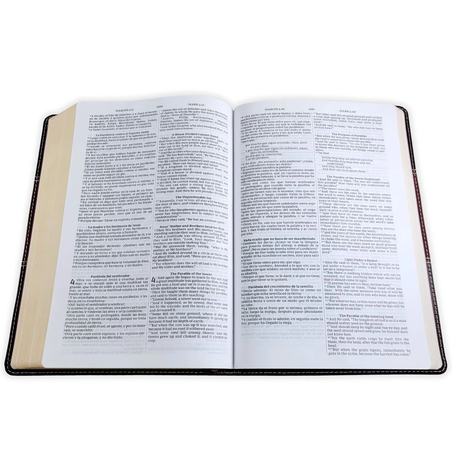 Biblia Bilingüe RV Revisada y New King James Version NKJV, imit. piel, dos tonos, café - Imagen 3