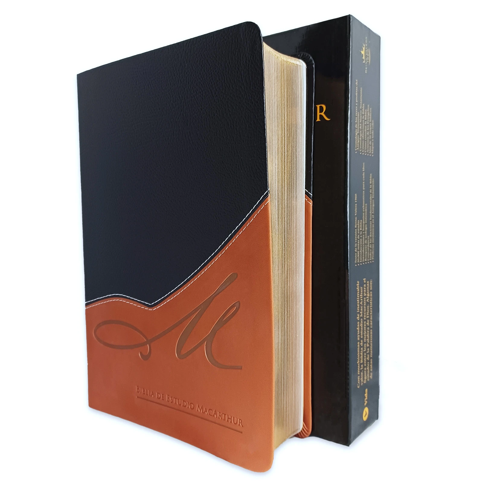 Biblia de Estudio MacArthur RVR 1960, Imitación Piel Negra - Marrón Claro