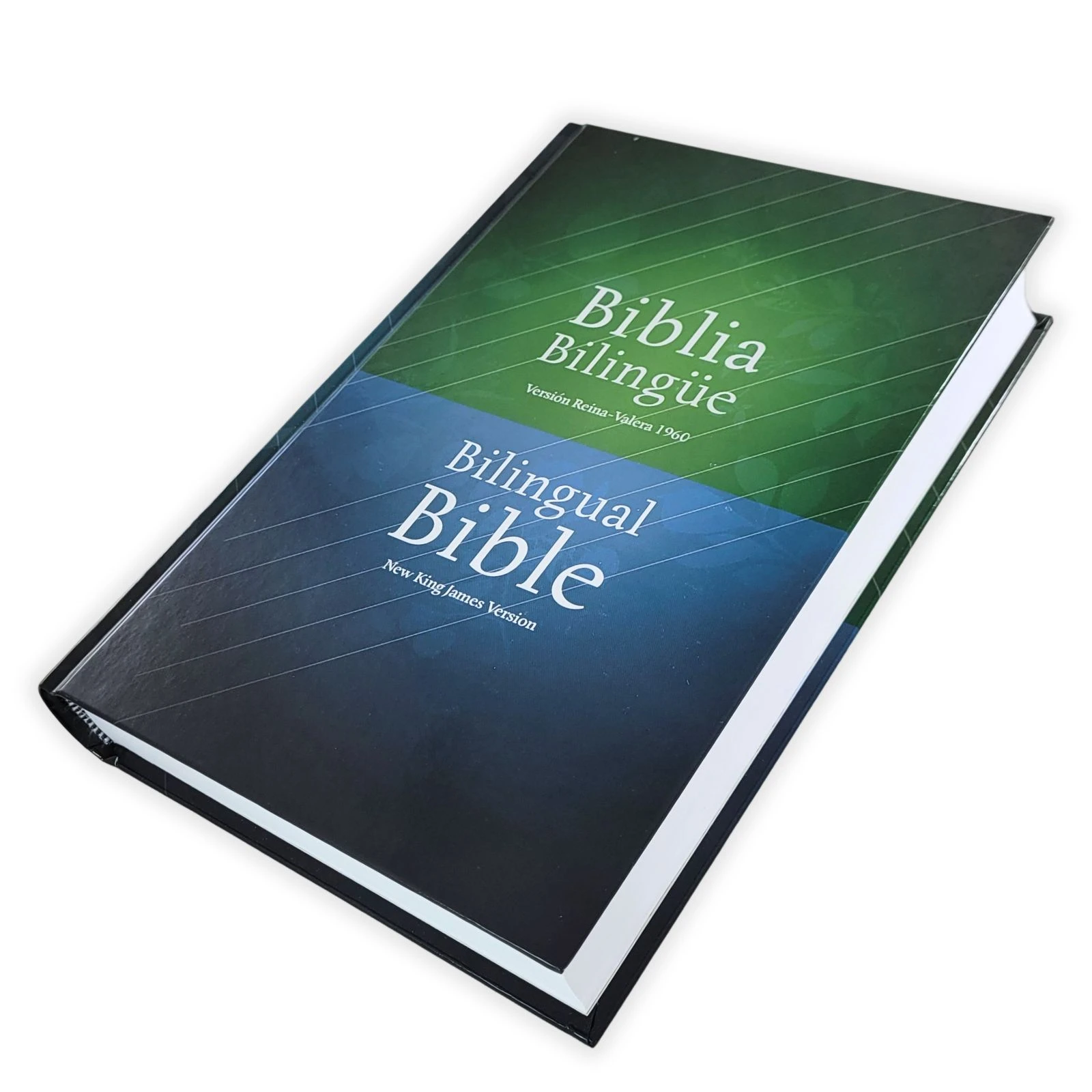 Biblia Bilingüe RV1960 y New King James Version NKJV, tapa dura duotono azul y verde - Imagen 5