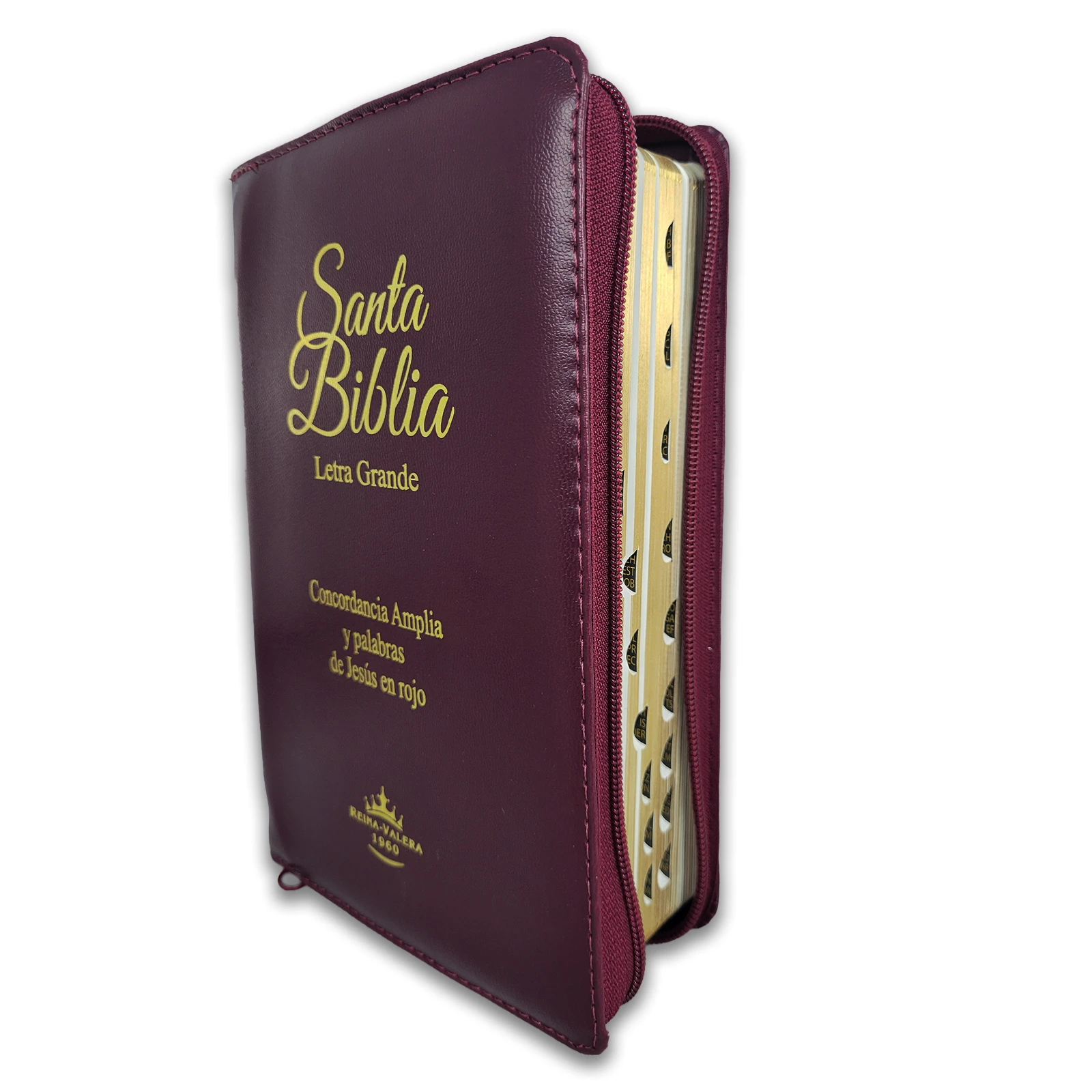 Biblia Letra Grande Concordancia Amplia RVR1960, Manual, con Cierre Tapa Acolchada Vino con Indice - Imagen 2