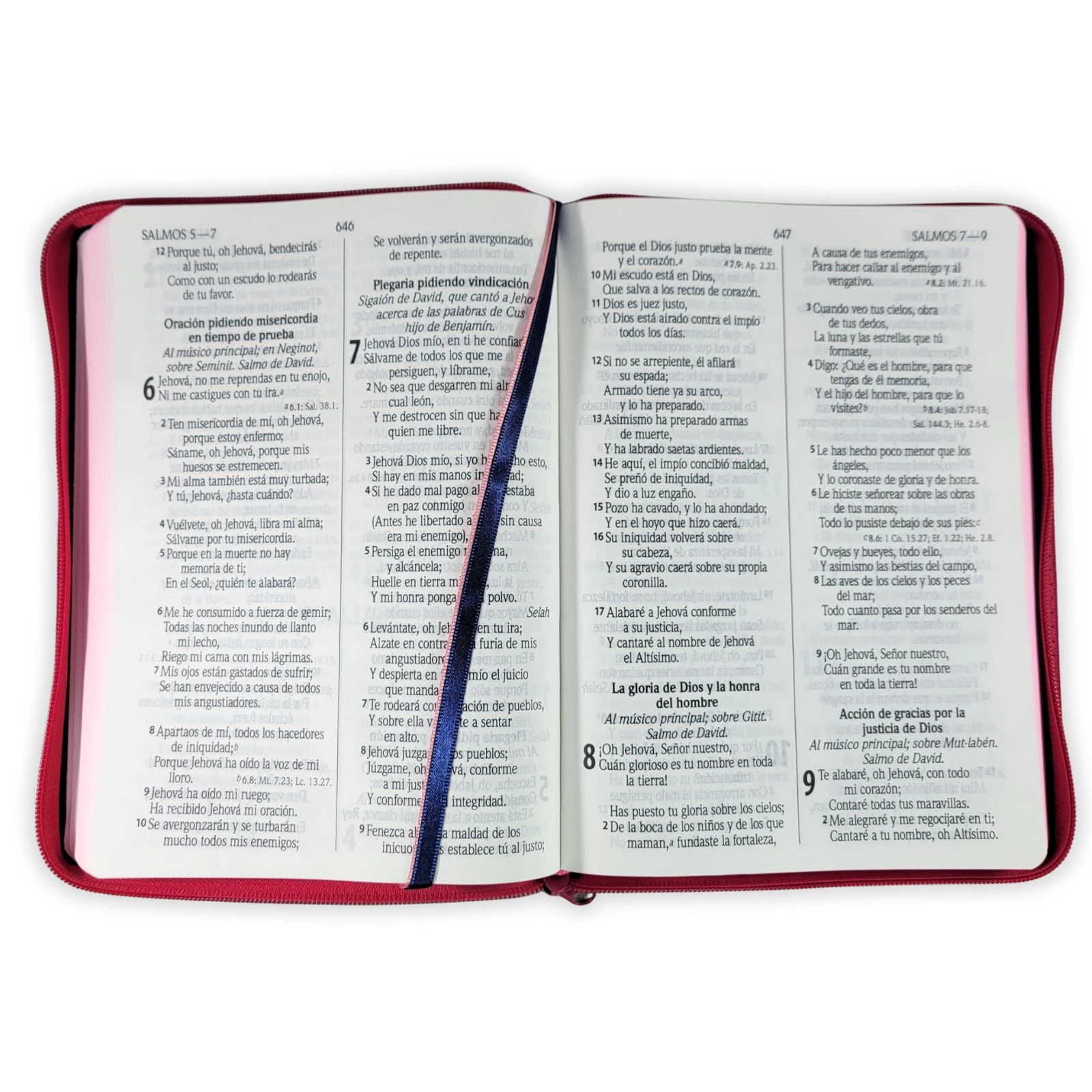 Biblia Jean Letra Gigante 14 puntos con cierre RV1960, tela jean - fucsia - Imagen 2