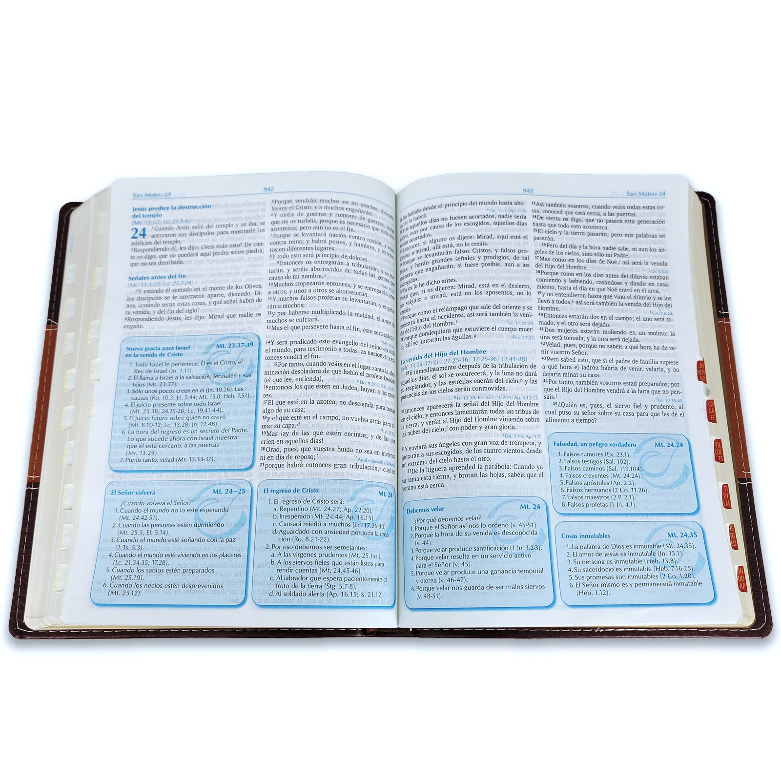Biblia para la Predicación Letra Grande RV1960, imit. piel dos tonos marrón con índice - Imagen 3