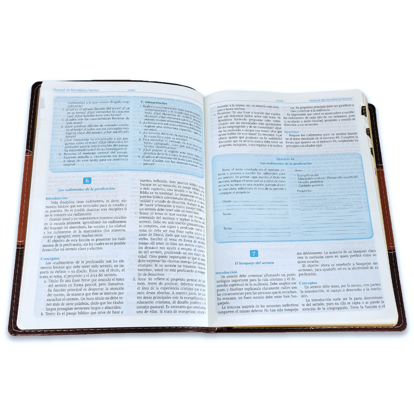 Biblia para la Predicación Letra Grande RV1960, imit. piel dos tonos marrón con índice - Imagen 4