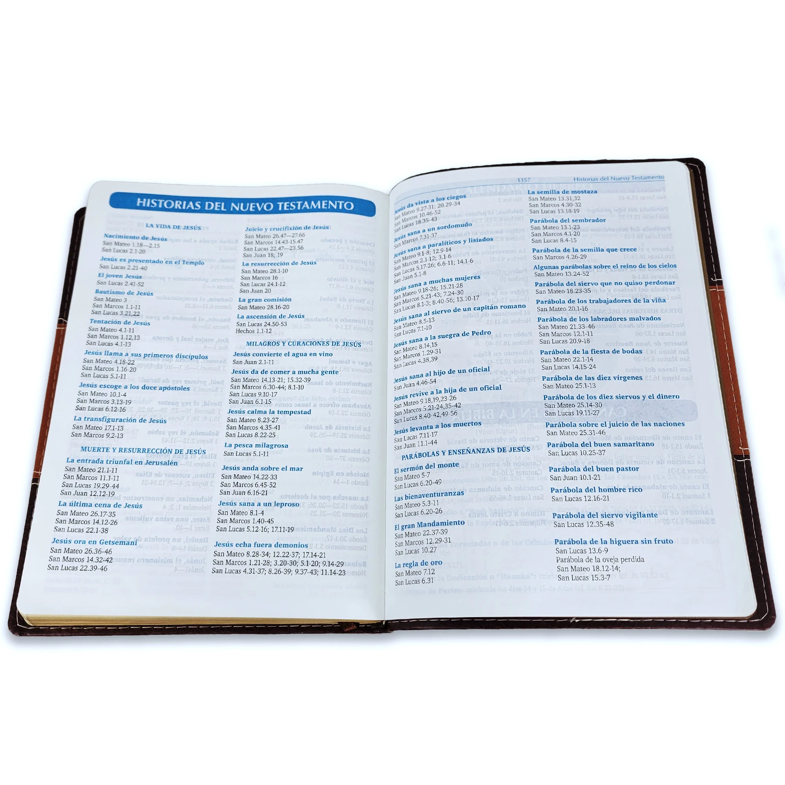 Biblia para la Predicación Letra Grande RV1960, imit. piel dos tonos marrón con índice - Imagen 5