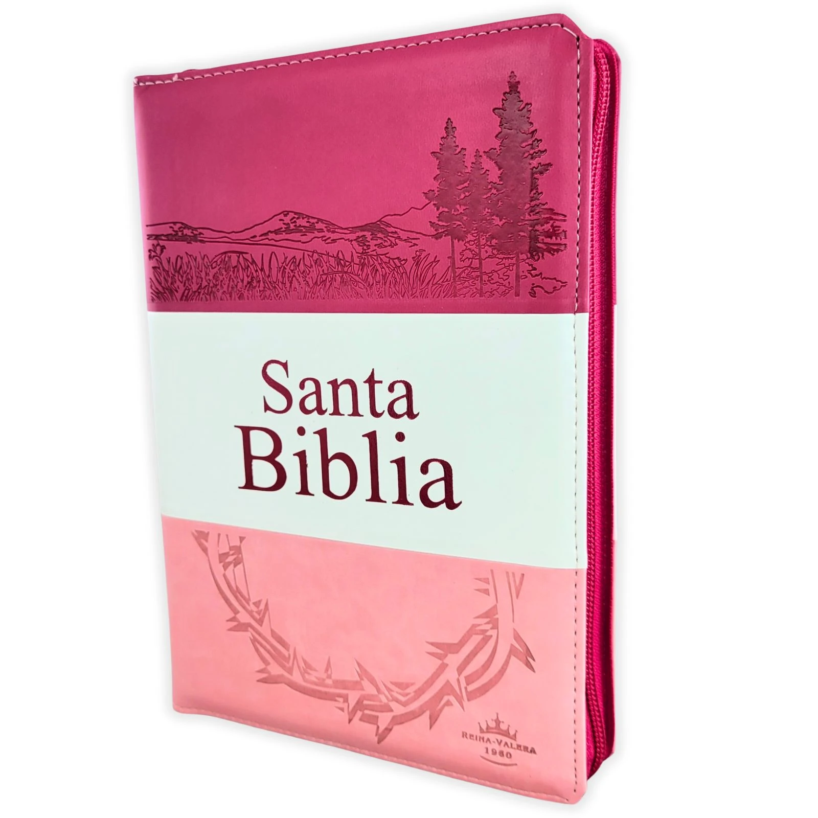 Biblia Letra Grande con Cierre RV1960, Tamaño Manual Imitación Piel, Rosa, con Indice