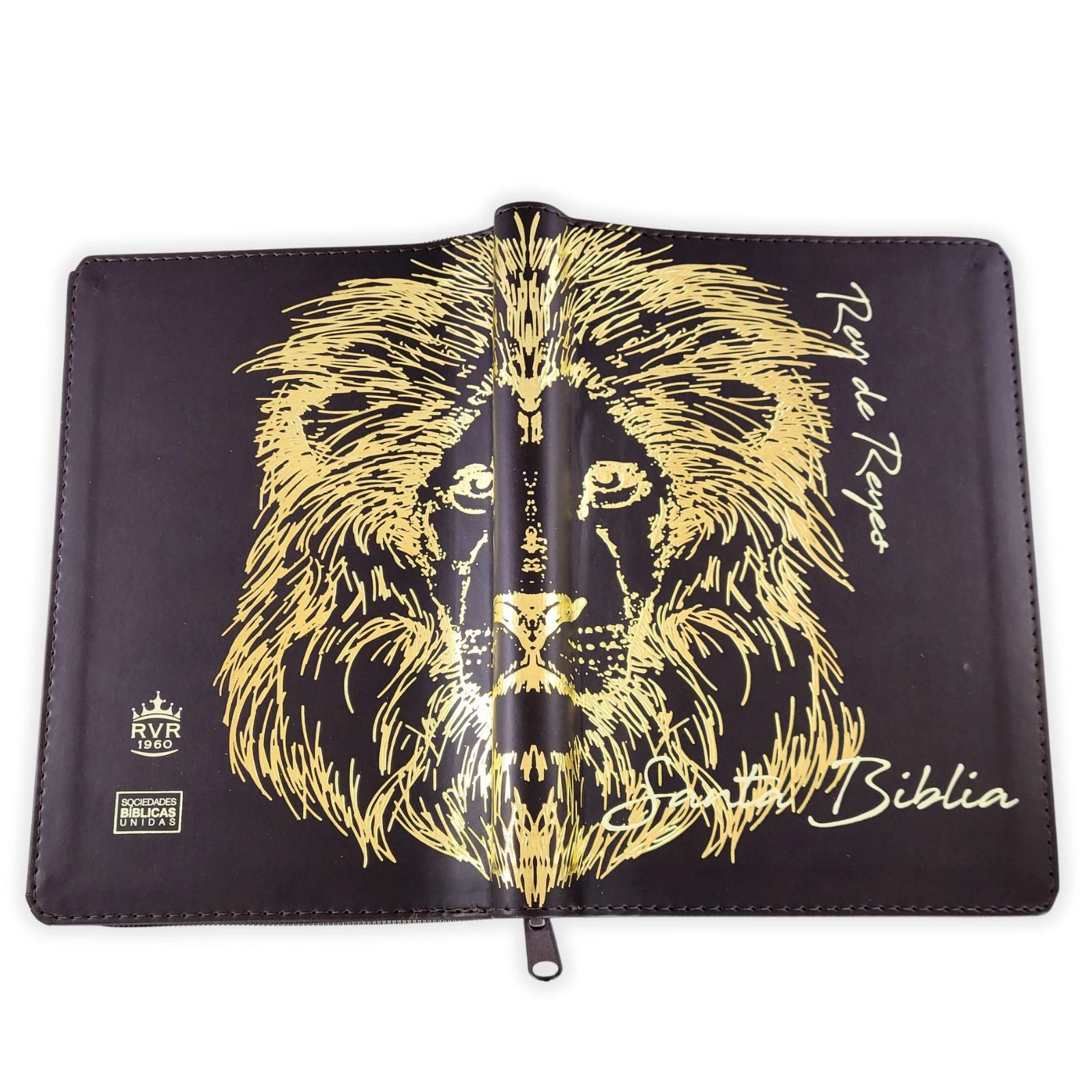 Biblia Reina Valera 1960 León Imitación Piel Marrón, Canto Dorado, Indice, Con Cierre - Imagen 5
