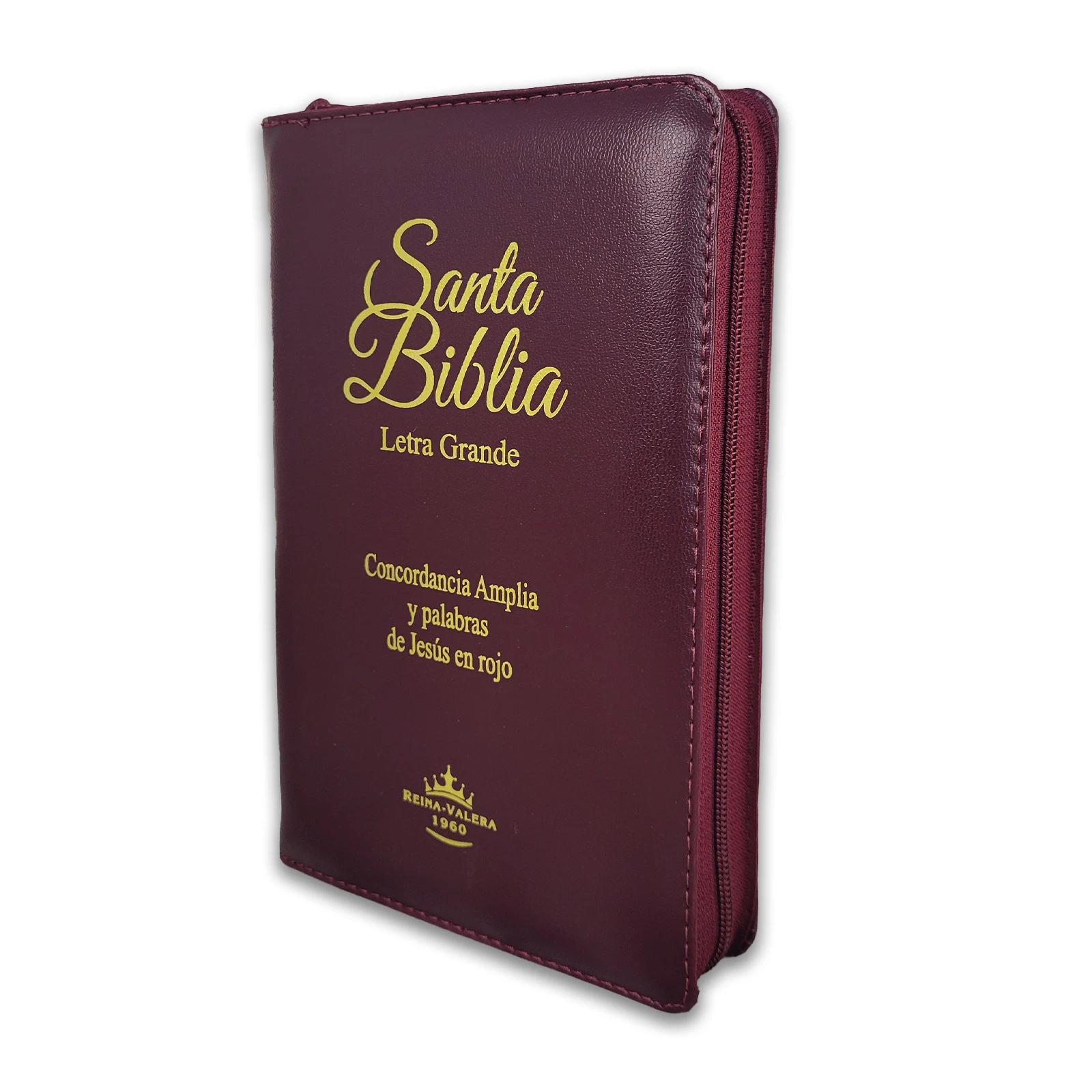 Biblia Letra Grande Concordancia Amplia RVR1960, Manual, con Cierre Tapa Acolchada Vino con Indice