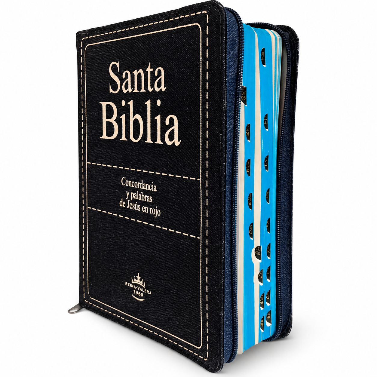Biblia Reina Valera 1960 Letra Gigante De 14 puntos Con Cierre Tela Jean e Indice