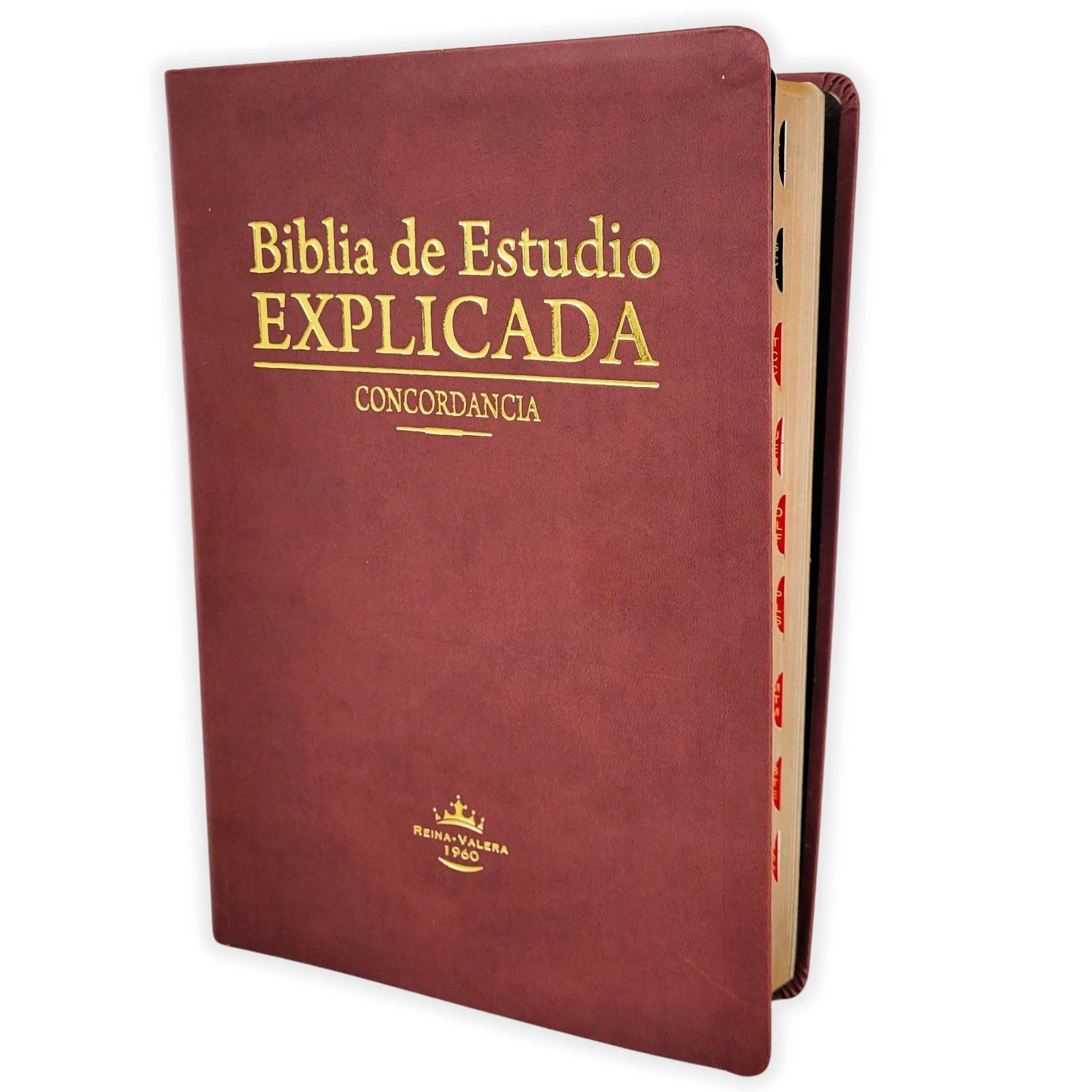 Biblia de Estudio Explicada con Concordancia RV1960, imit. piel, café con índice
