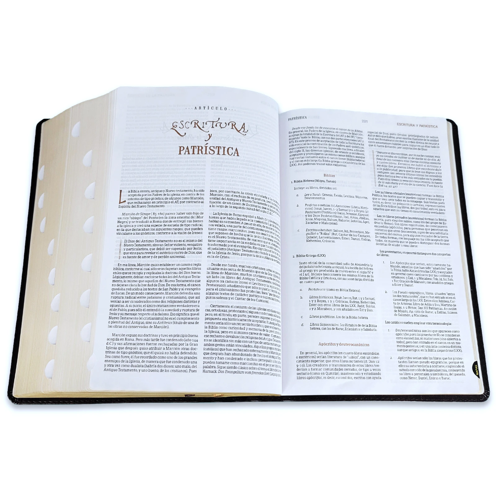 Biblia de Estudio Patrística Siglos I al VI RVR, imit piel marrón con índice - Imagen 4