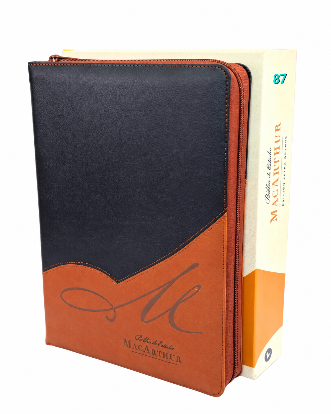 RVR60, Biblia De Estudio MacArthur, Letra Grande, Imitación Piel Café, Con Índice Y Cierre
