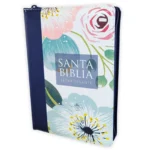 Biblia Letra Gigante Manual 14 puntos con Cierre RV1960, Imit Piel Azul Floral con Indice