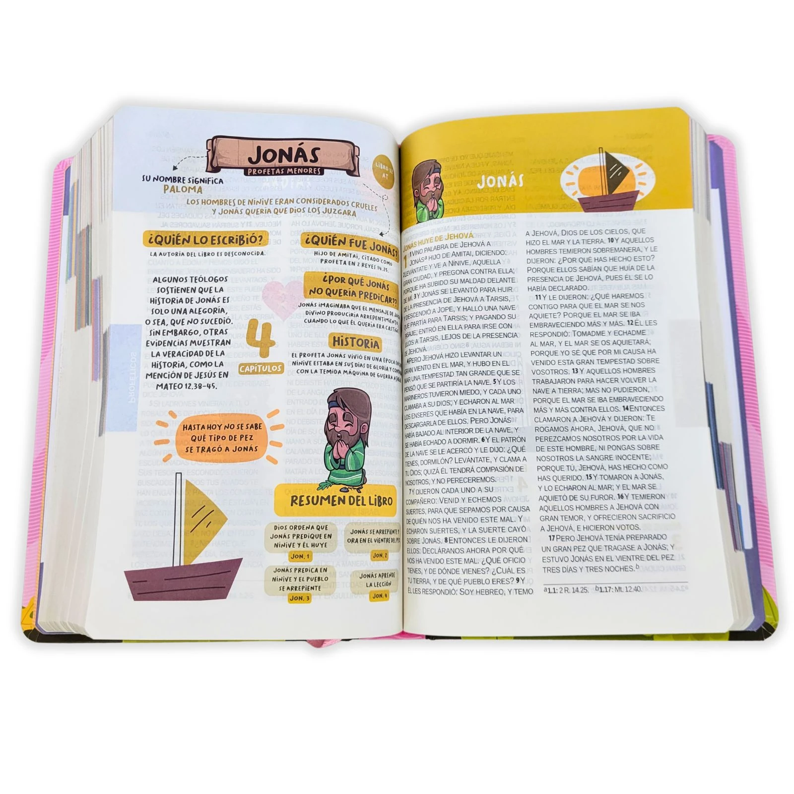 Biblia para Niños con Letra Grande Mayúscula RV1960: Amigos de la Biblia, tapa dura rosado con índice impreso - Imagen 4