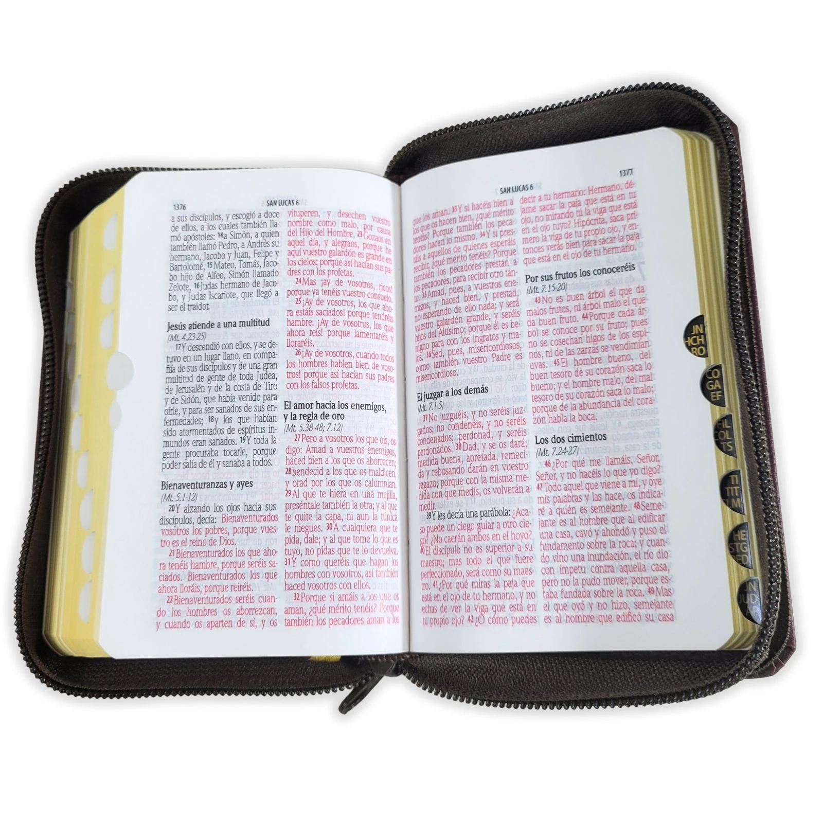 Biblia Mini Bolsillo con Cierre RV1960, imit piel vino con índice - Apocalipsis 2:7 - Imagen 4