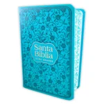 Biblia Compacta con Letra Grande 11 puntos RV1960, imit piel flores turquesa con canto floral