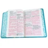 Biblia Compacta con Letra Grande 11 puntos RV1960, imit piel flores turquesa con canto floral - Imagen 3