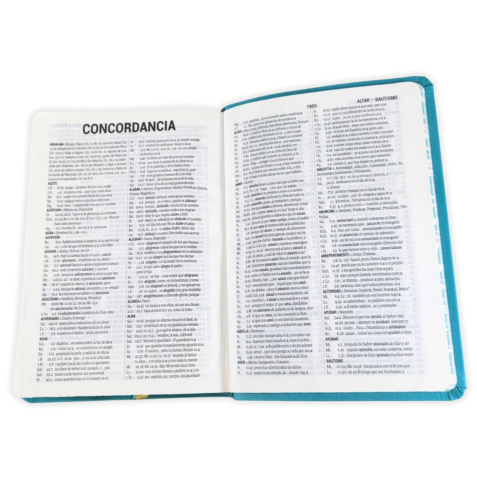 Biblia Compacta con Letra Grande 11 puntos RV1960, imit piel flores turquesa con canto floral - Imagen 4