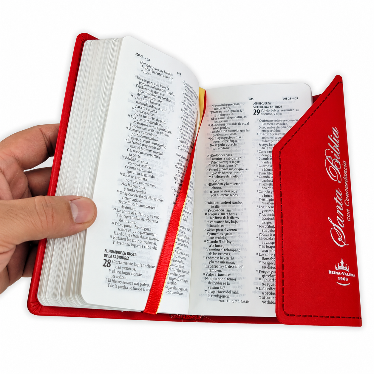Biblia Chequera con Broche Magnético RV1960, imit piel granate con cantos y letras plateadas - Imagen 2