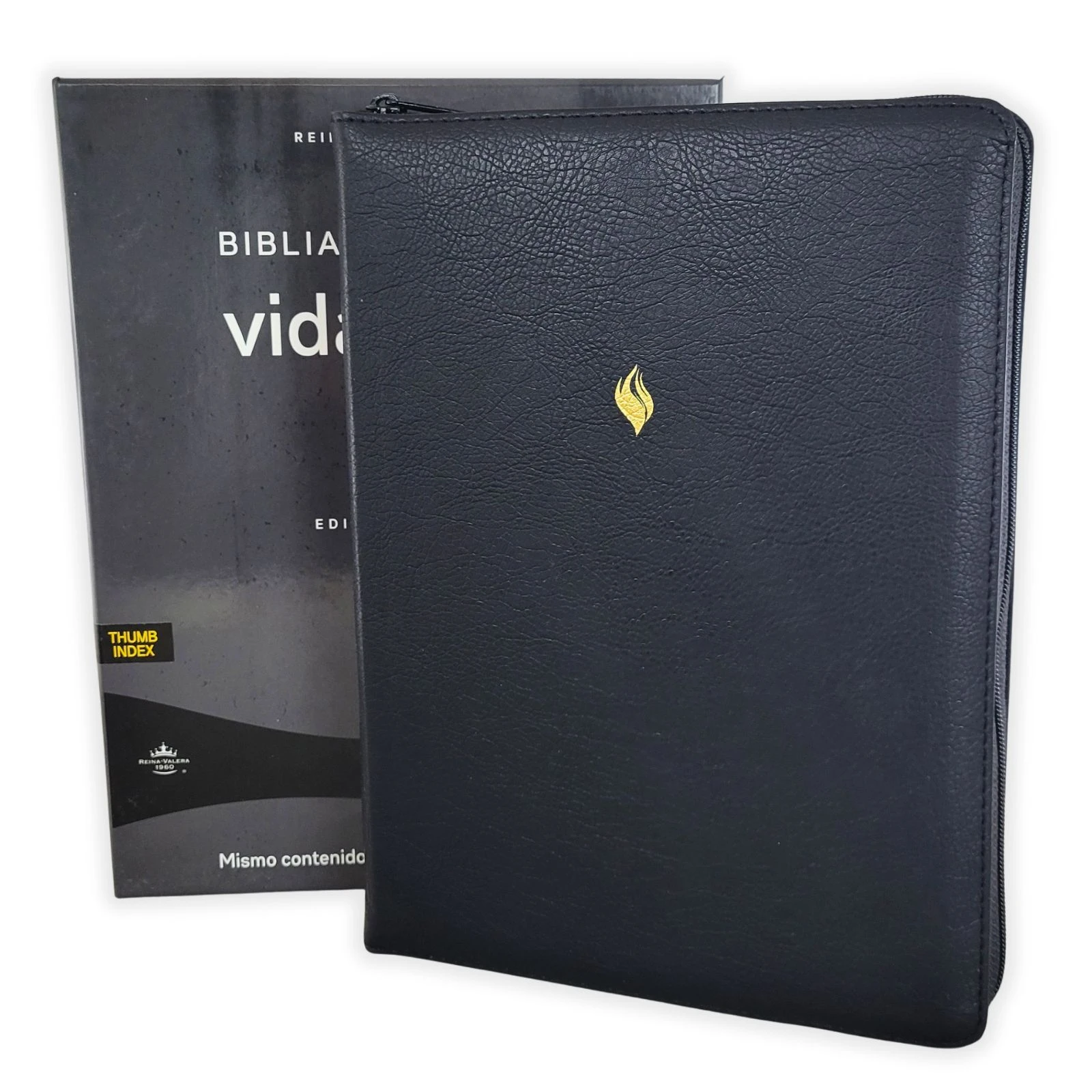 Biblia de Estudio de la Vida Plena con Cierre RV1960, imit piel , negro con índice - Imagen 5