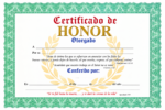 Certificado de Honor, paquete de 15 certificados