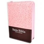 Biblia de Bolsillo con Cierre RV1960, Imit Piel Rosa Floral y Marrón con Indice
