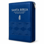 Biblia con Cierre Letra Gigante RV1960, Imi Piel Azul con Indice