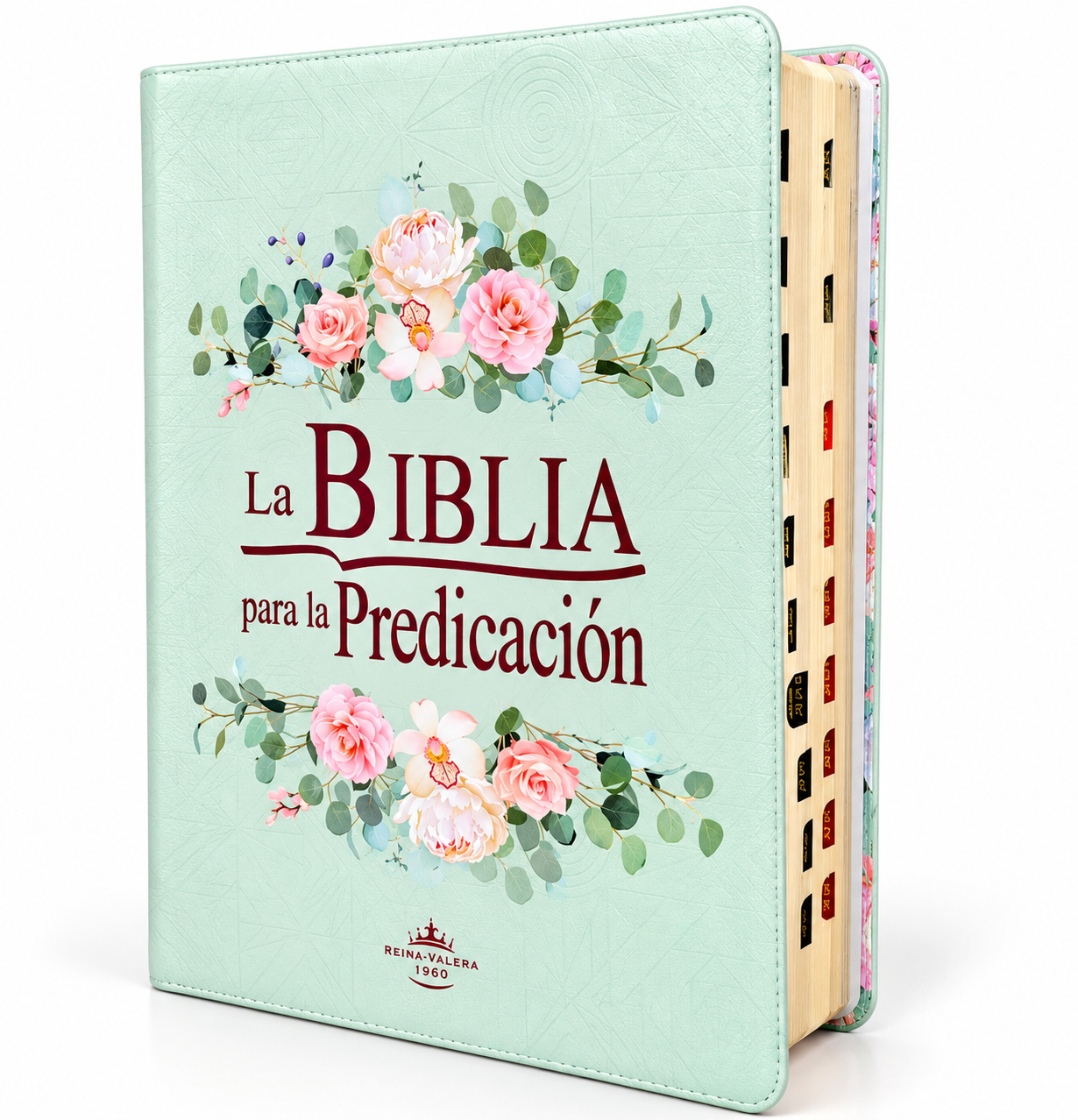Biblia para la Predicación Letra Grande para Mujer RV1960 Imit Piel Floral con Indice