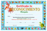 Certificado de Reconocimiento para Niños, paquete de 15 certificados