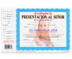 Certificado de Presentación al Señor para Niño, paquete 15 certificados, azul