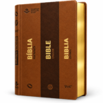 Biblia Trilingue Español, Inglés y Portugués – RVC Imitacion Piel Marron duo Tone