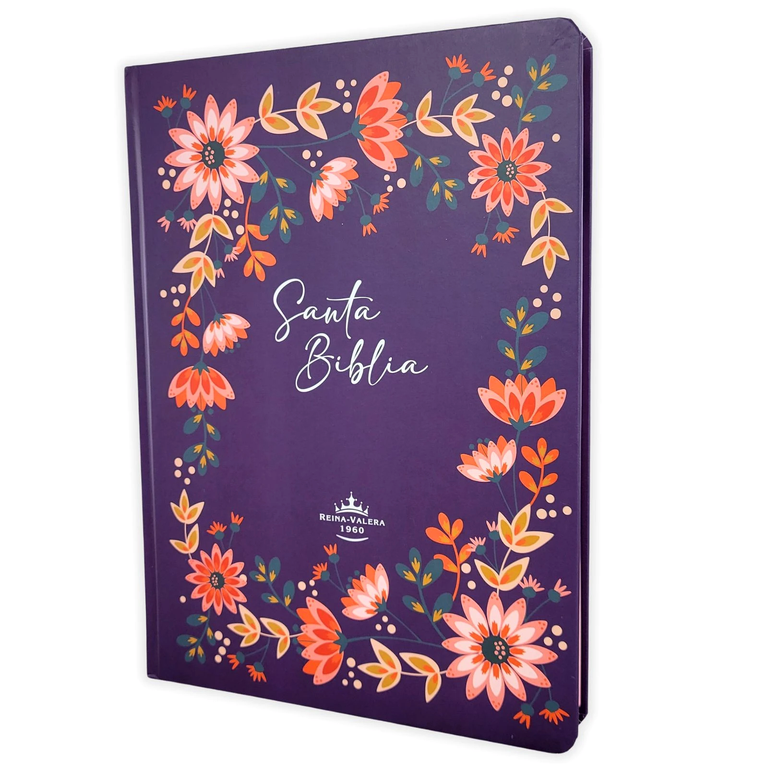 Biblia Fuente de Bendiciones RV1960, tapa dura morado floral