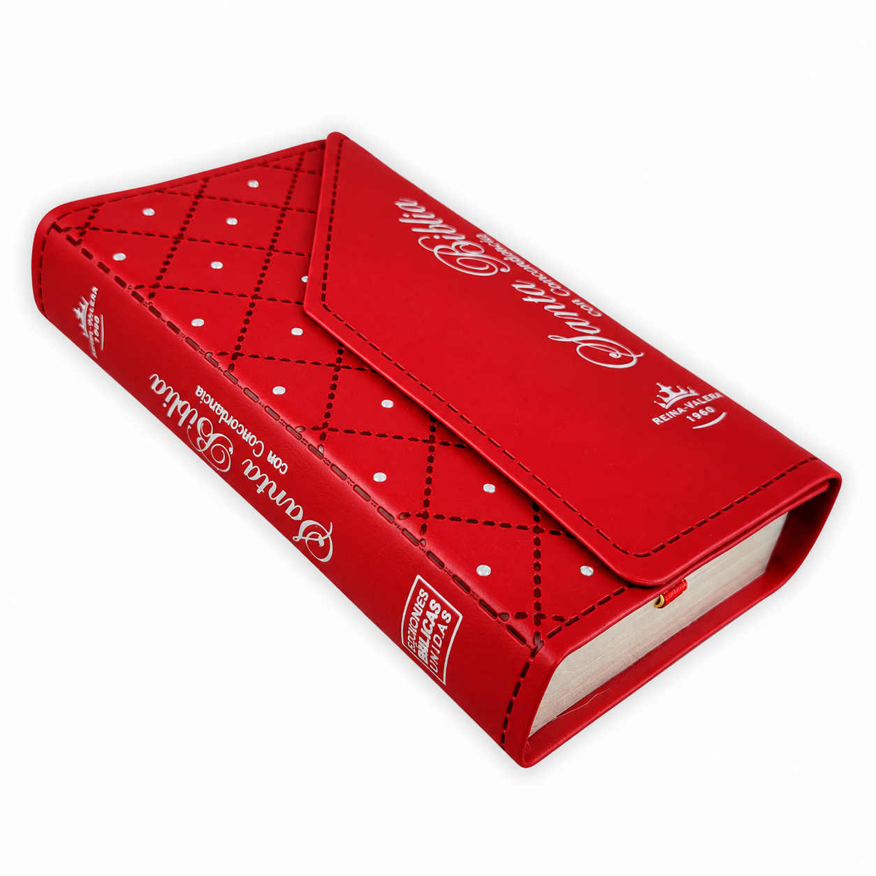 Biblia Chequera con Broche Magnético RV1960, imit piel granate con cantos y letras plateadas - Imagen 3