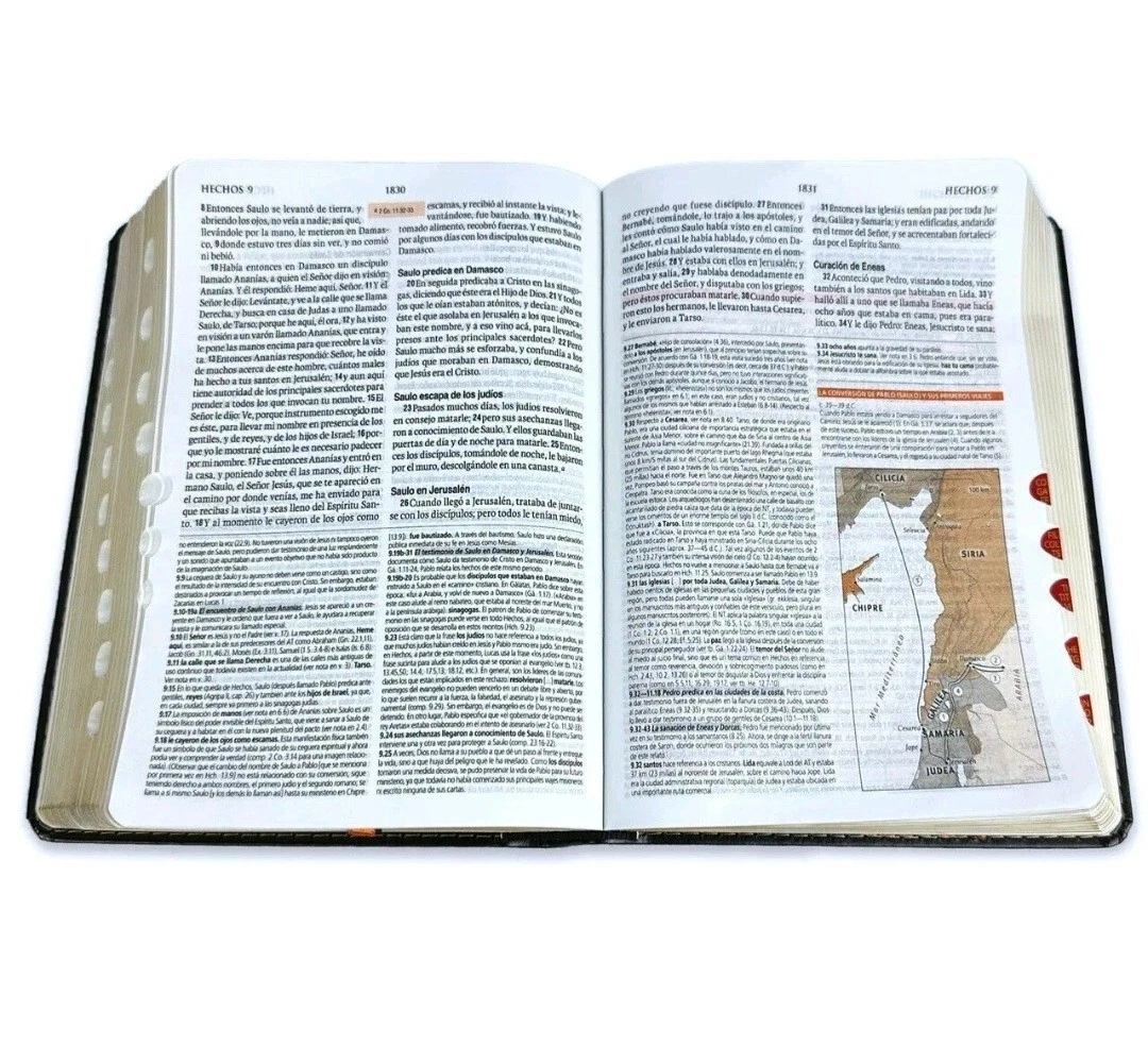 Biblia De Estudio Teológico Tamaño Manual RV1960 Piel Negra Con Indice - Imagen 2