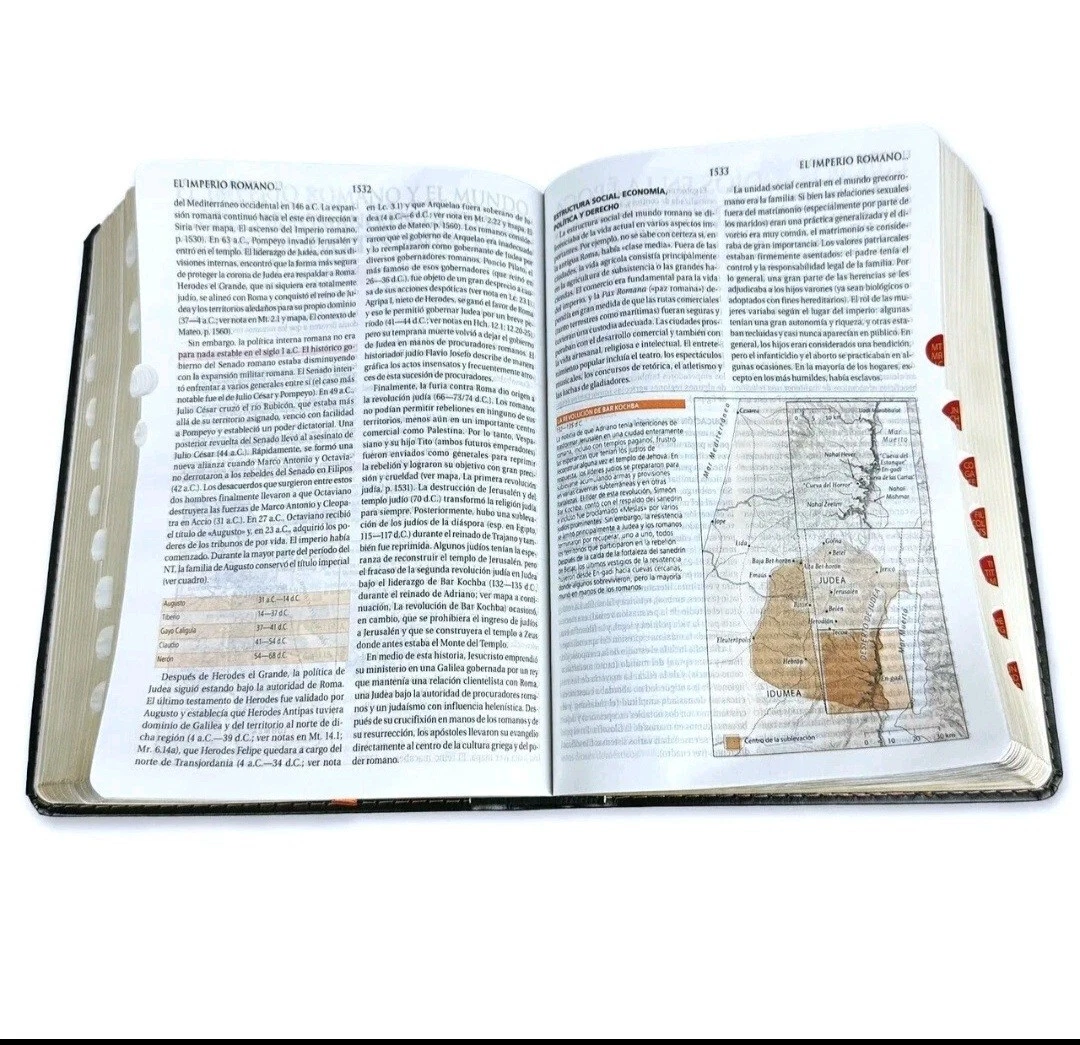 Biblia De Estudio Teológico Tamaño Manual RV1960 Piel Negra Con Indice - Imagen 3