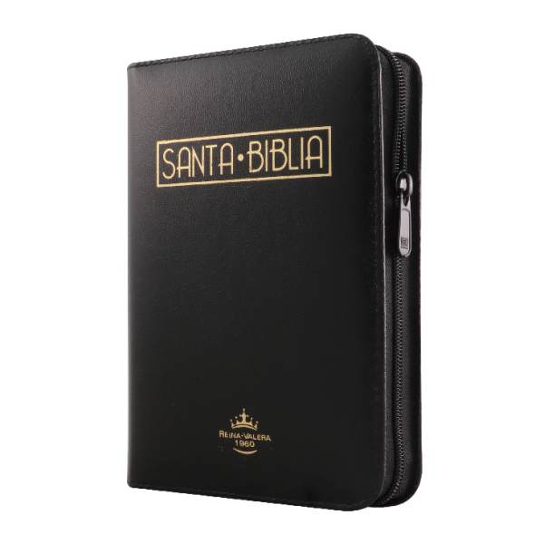 Santa Biblia Compacta Reina Valera 1960 con Cierre Imitación Piel Acolchada Negro con Indice