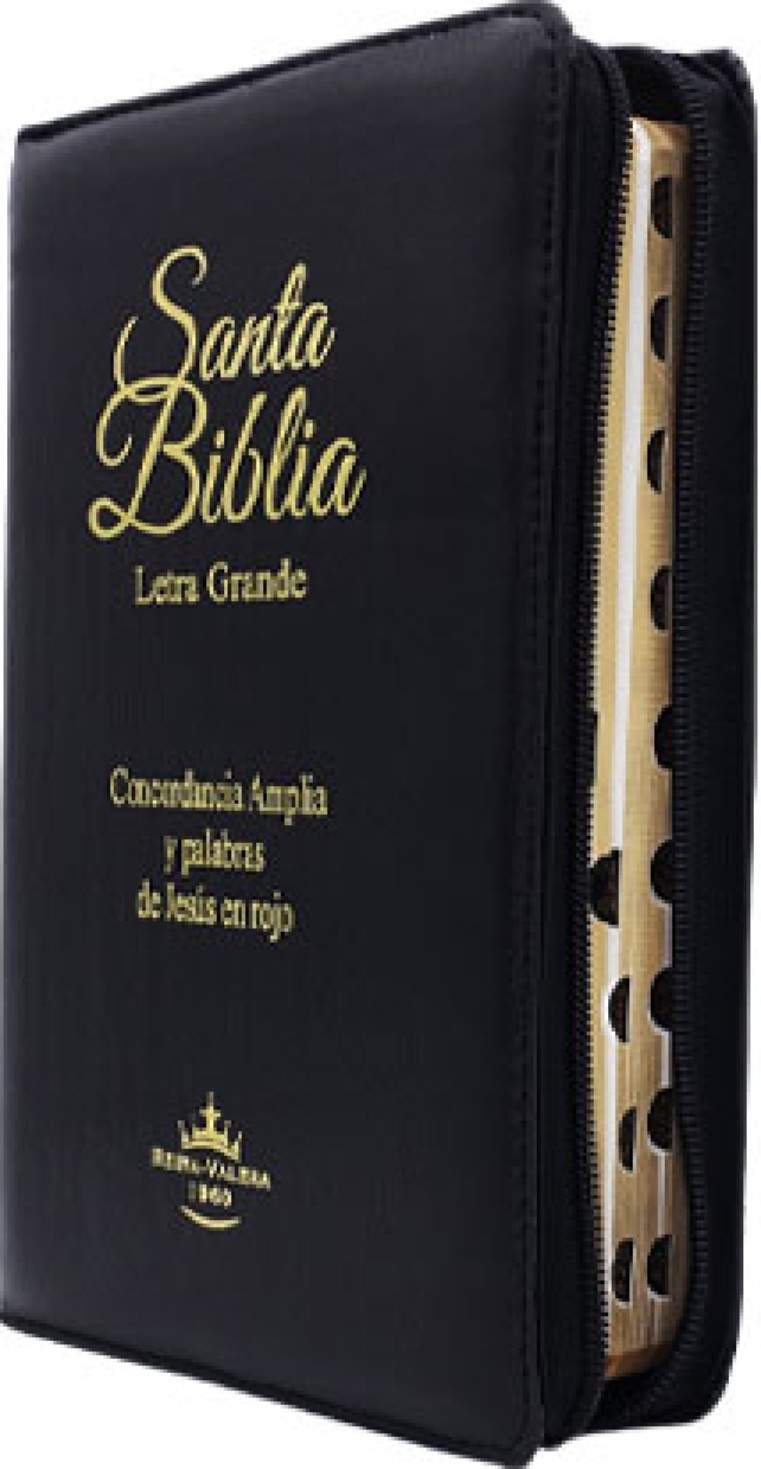 Biblia Letra Grande Concordancia Amplia RVR1960, Manual, con Cierre Tapa Acolchada Negro con Indice