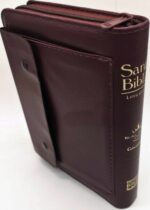 Biblia RVR 1960 Letra Grande Tamaño Manual Imitación Piel Vino con Cartera Cierre e Index