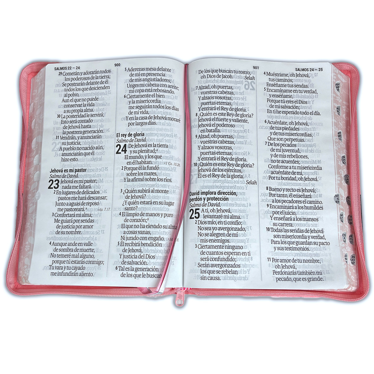 Biblia Letra Supergigante 19 Puntos RVR1960 Imitación Piel Rosa Duo Tone con Cierre e Indice - Imagen 3