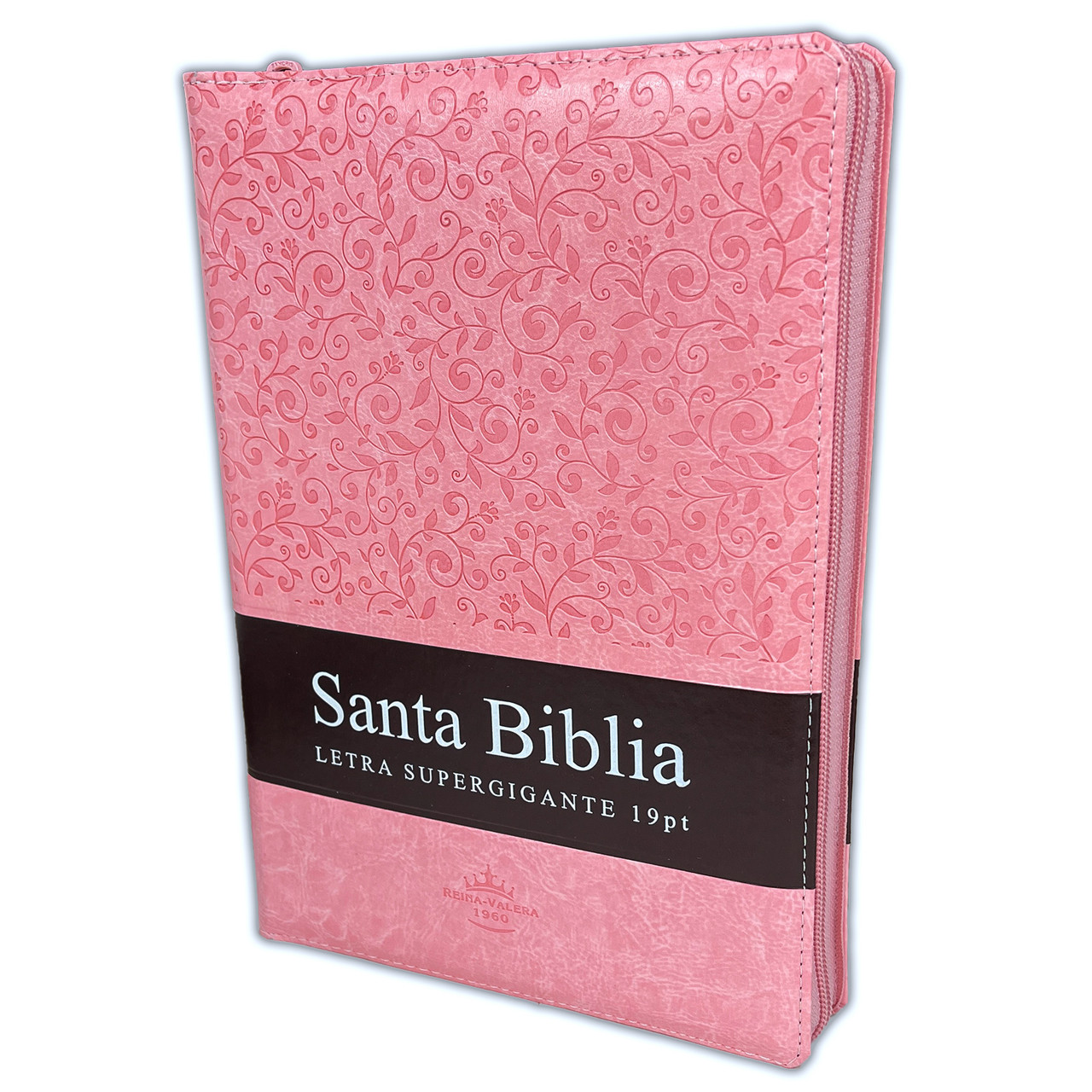 Biblia Letra Supergigante 19 Puntos RVR1960 Imitación Piel Rosa Duo Tone con Cierre e Indice