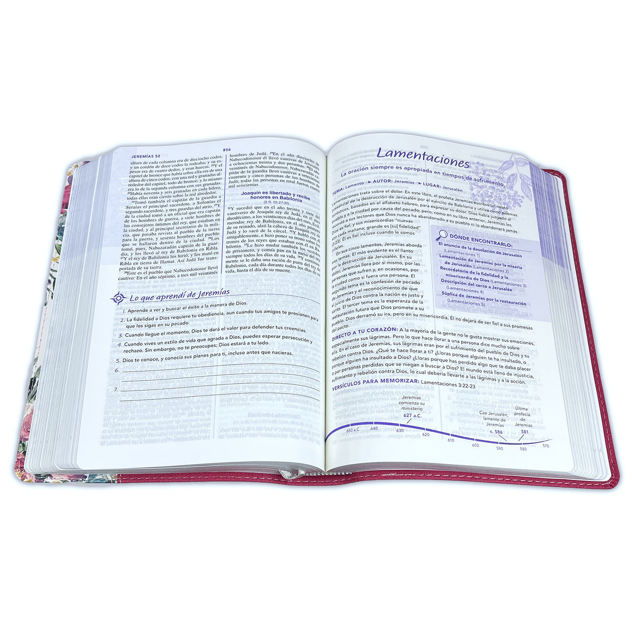 Biblia de una Joven Conforme al Corazón de Dios RVR 1960 Lujo Floral Imitación Piel - Elizabeth George - Imagen 3